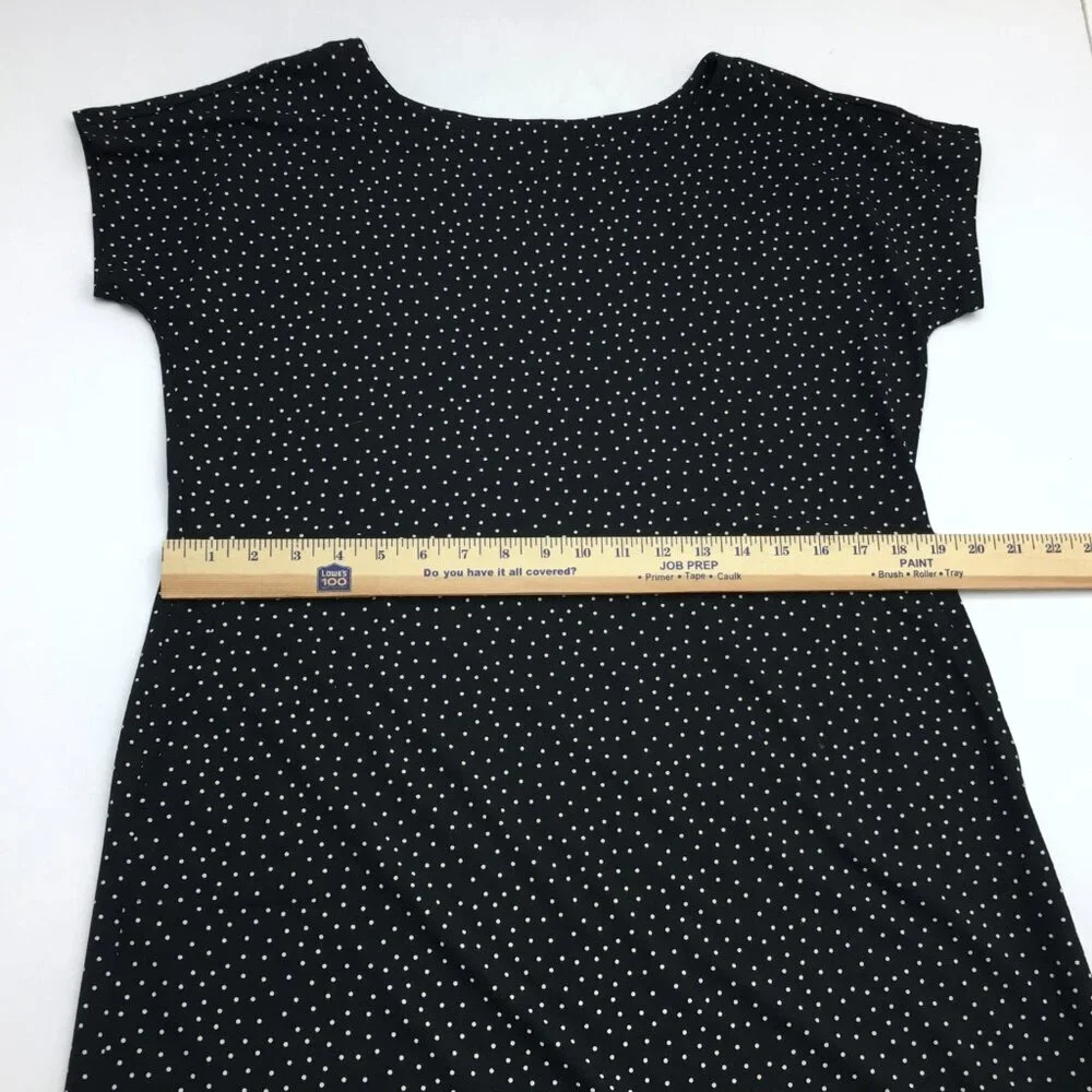 NEW J. Jill Black & White Polka Dot Dress Cap Sleeves Pockets Medium - Picture 5 of 9